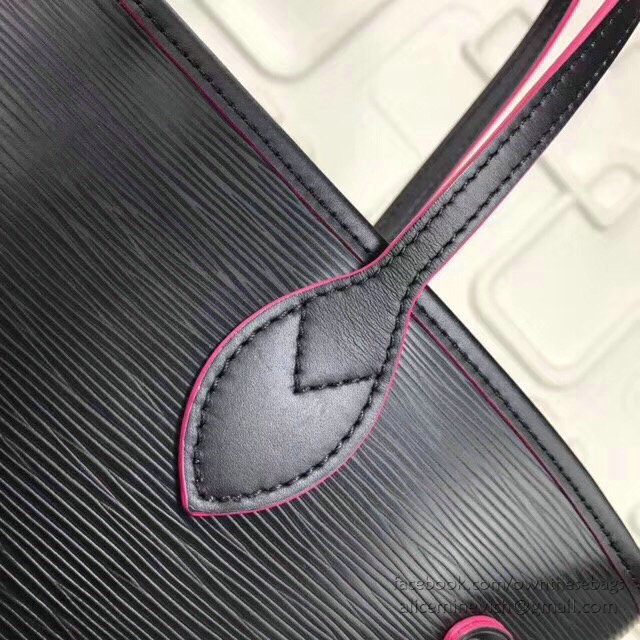 Louis Vuitton Epi Leather Neverfull MM Noir Rose M51485