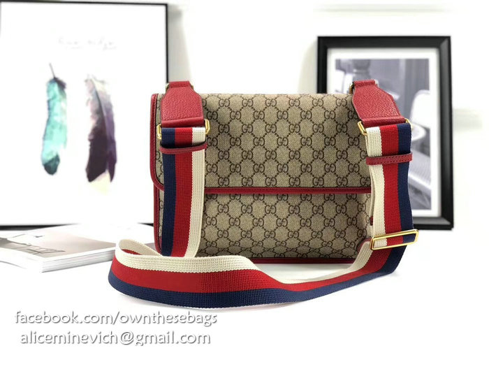 Gucci GG Supreme Messenger Bag Red 495654