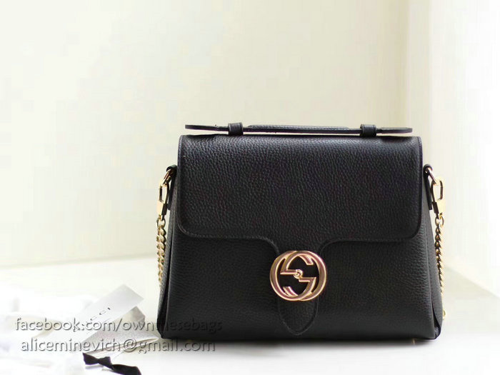 Gucci Interlocking GG Leather Crossbody Bag Black 510302