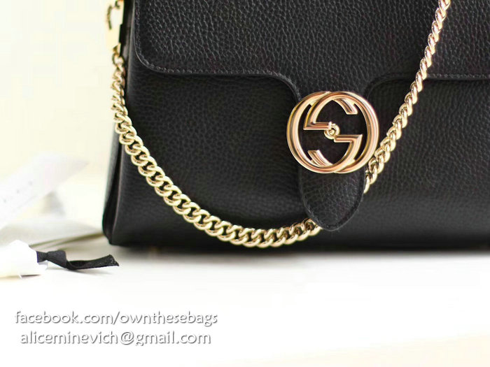 Gucci Interlocking GG Leather Crossbody Bag Black 510302