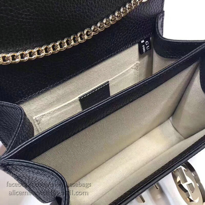 Gucci Interlocking GG Leather Crossbody Bag Black 510304