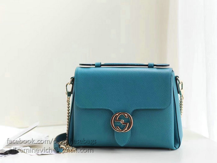 Gucci Interlocking GG Leather Crossbody Bag Blue 510302