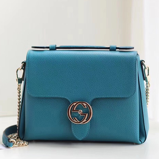 Gucci Interlocking GG Leather Crossbody Bag Blue 510302