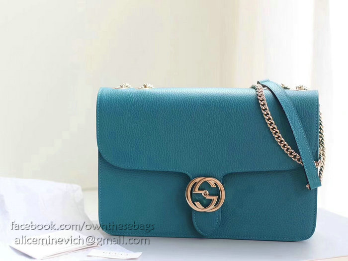 Gucci Interlocking GG Leather Crossbody Bag Blue 510303