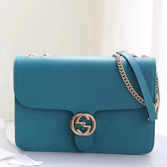 Gucci Interlocking GG Leather Crossbody Bag Blue 510303