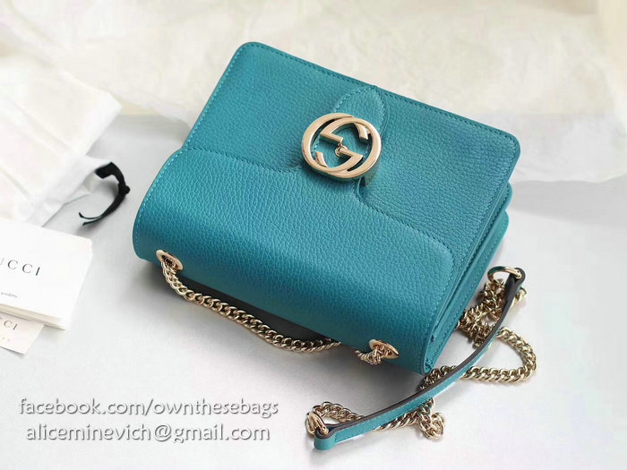 Gucci Interlocking GG Leather Crossbody Bag Blue 510304