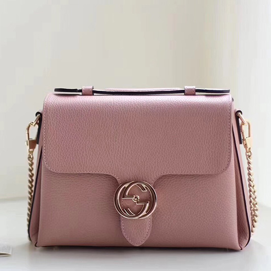 Gucci Interlocking GG Leather Crossbody Bag Pink 510302