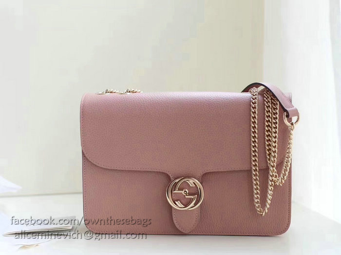 Gucci Interlocking GG Leather Crossbody Bag Pink 510303