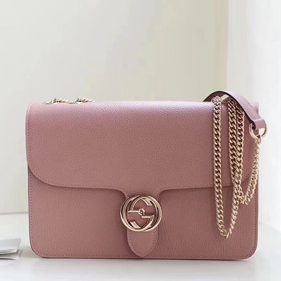 Gucci Interlocking GG Leather Crossbody Bag Pink 510303