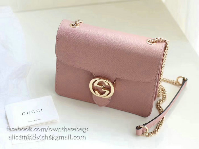 Gucci Interlocking GG Leather Crossbody Bag Pink 510304