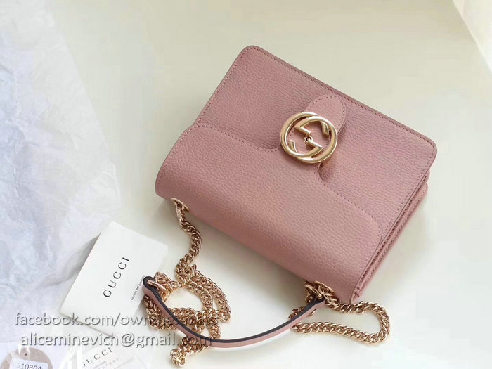 Gucci Interlocking GG Leather Crossbody Bag Pink 510304