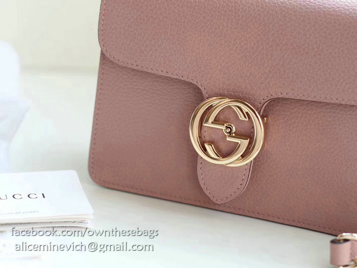 Gucci Interlocking GG Leather Crossbody Bag Pink 510304