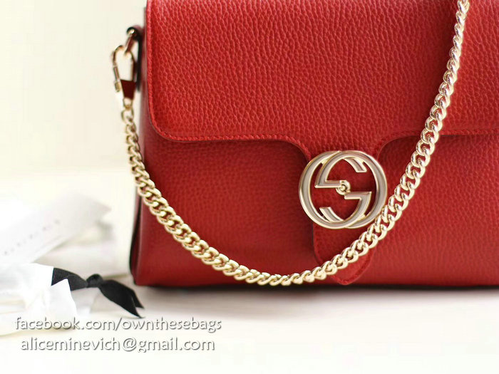 Gucci Interlocking GG Leather Crossbody Bag Red 510302