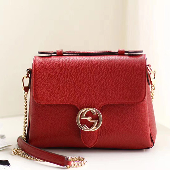 Gucci Interlocking GG Leather Crossbody Bag Red 510302