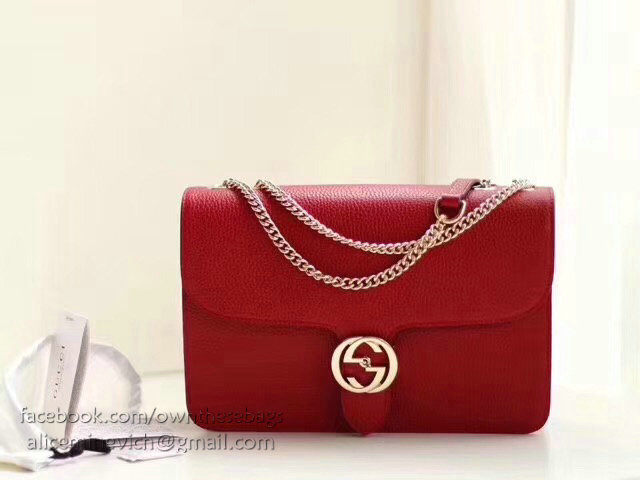 Gucci Interlocking GG Leather Crossbody Bag Red 510303