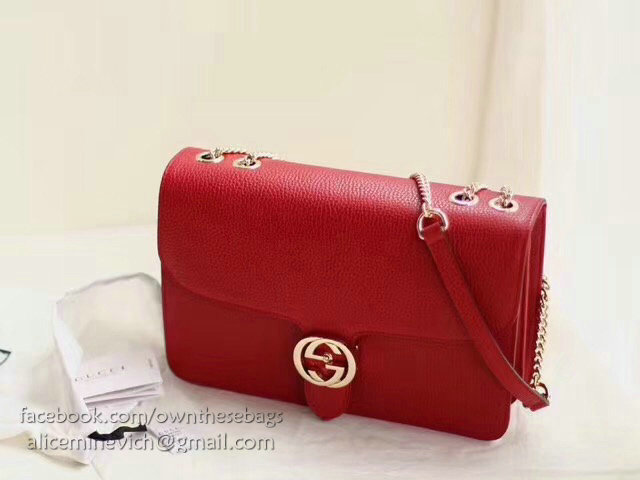 Gucci Interlocking GG Leather Crossbody Bag Red 510303