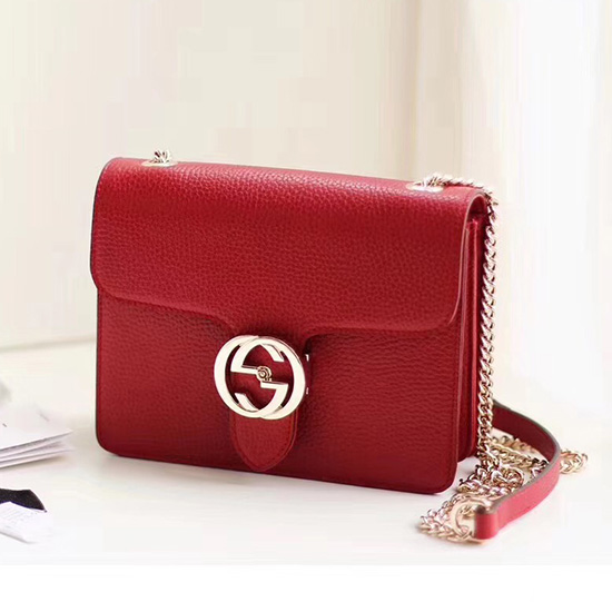 Gucci Interlocking GG Leather Crossbody Bag Red 510304