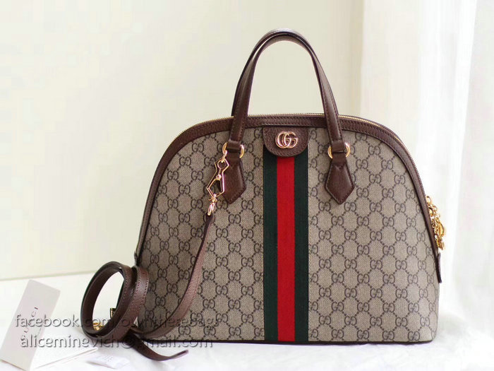 Gucci Ophidia GG Medium Top Handle Bag Brown 524533