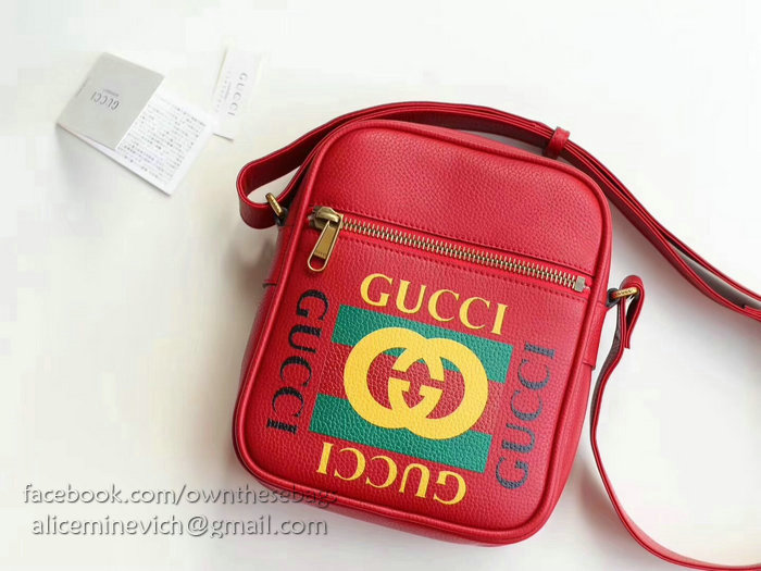 Gucci Print Messenger Bag Red 523591