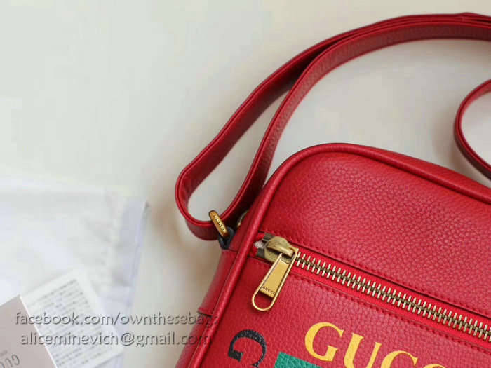 Gucci Print Messenger Bag Red 523591