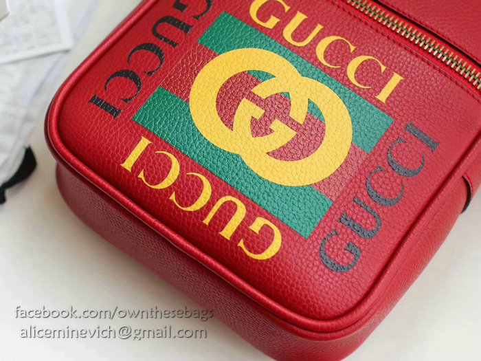 Gucci Print Messenger Bag Red 523591