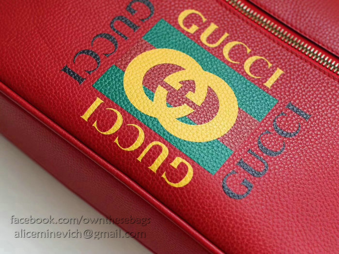 Gucci Print Shoulder Bag Red 523589