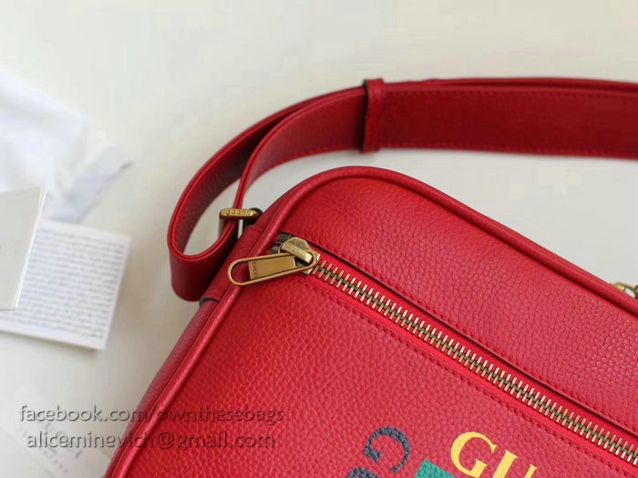 Gucci Print Shoulder Bag Red 523589