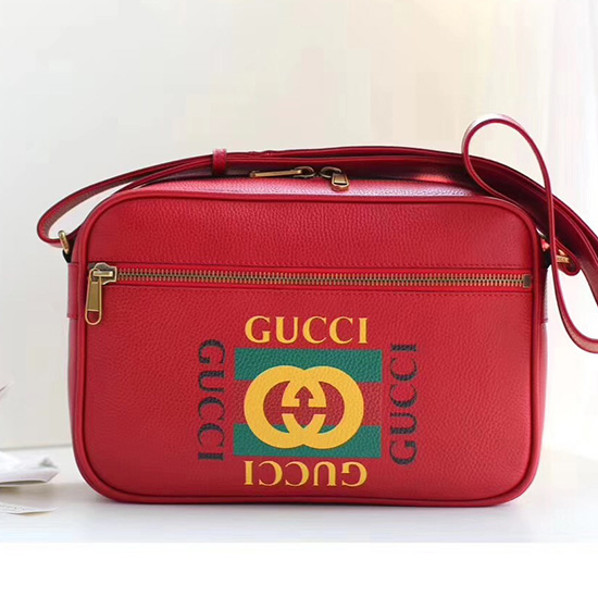 Gucci Print Shoulder Bag Red 523589