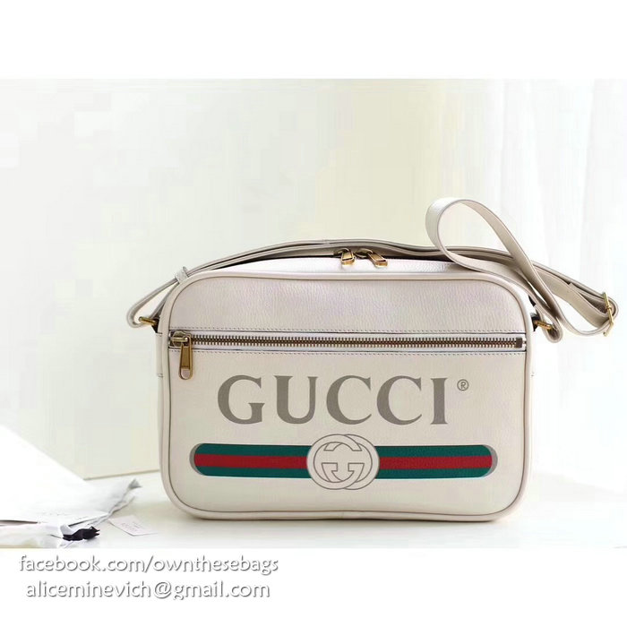 Gucci Print Shoulder Bag White 523589