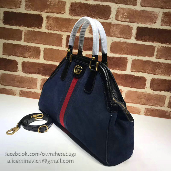 Gucci Re(Belle) Suede Medium Top Handle Bag Blue 516459