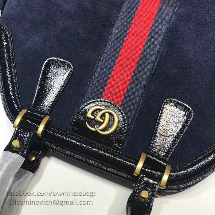 Gucci Re(Belle) Suede Medium Top Handle Bag Blue 516459