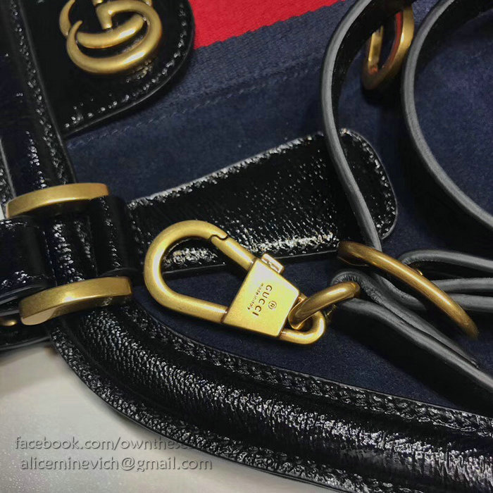 Gucci Re(Belle) Suede Medium Top Handle Bag Blue 516459