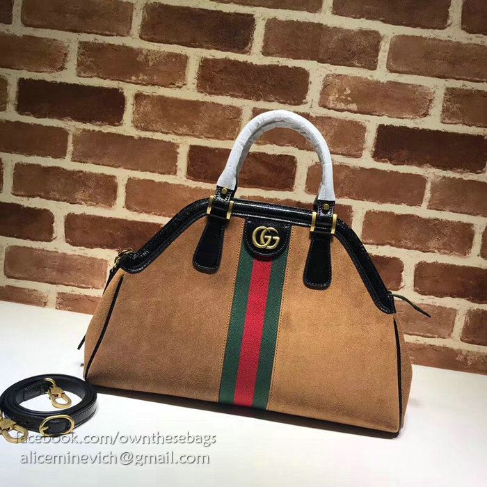 Gucci Re(Belle) Suede Medium Top Handle Bag Brown 516459