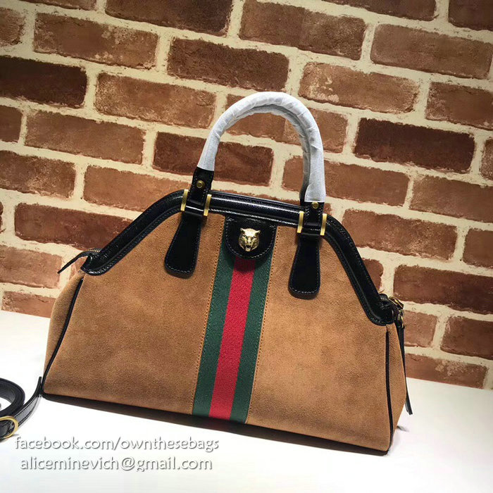 Gucci Re(Belle) Suede Medium Top Handle Bag Brown 516459