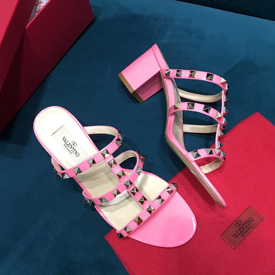 Valentino Garavani Rockstud Calfskin Leather Sandal Pink V18601