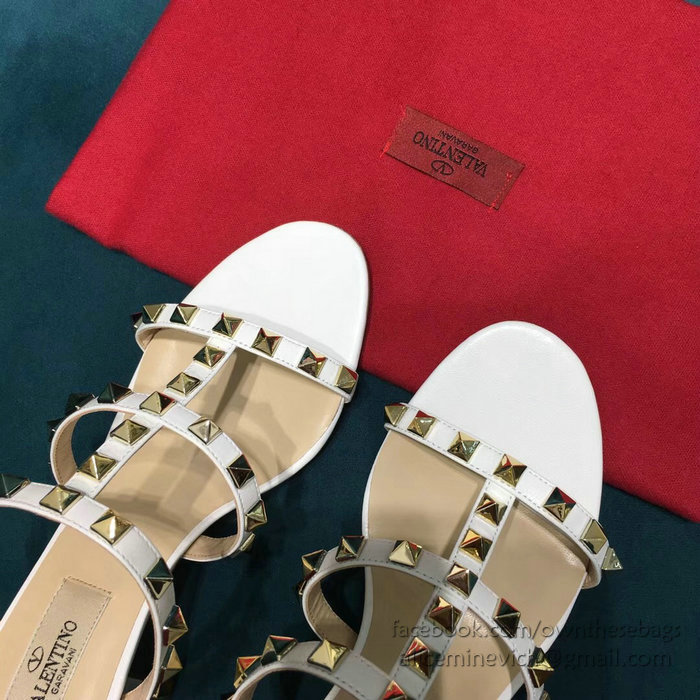 Valentino Garavani Rockstud Calfskin Leather Sandal White V18601