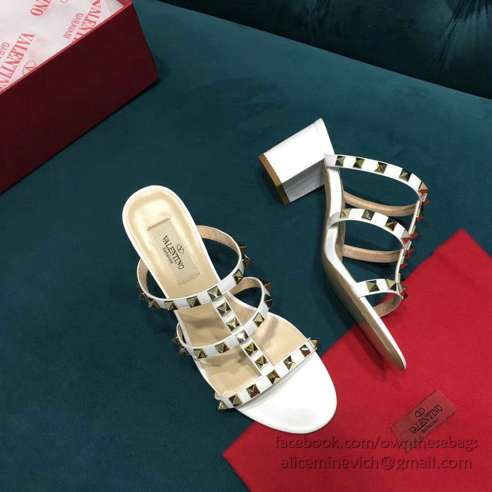 Valentino Garavani Rockstud Calfskin Leather Sandal White V18601