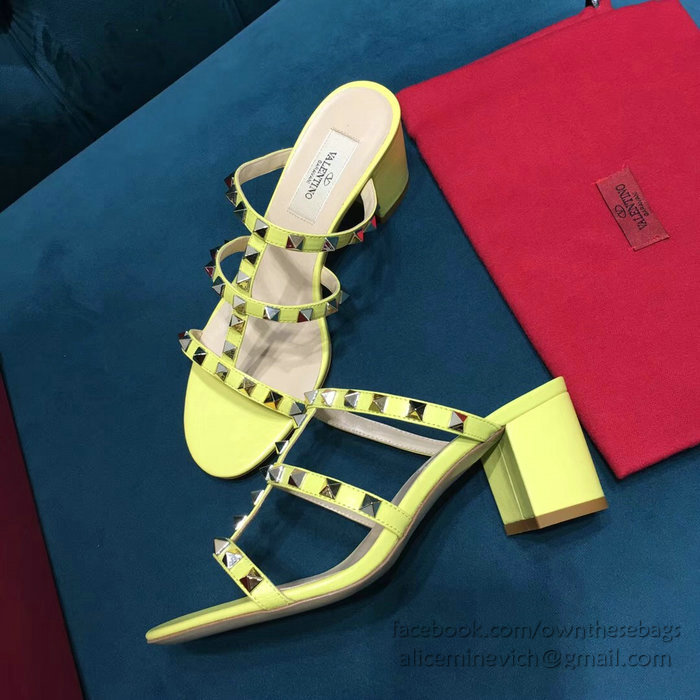 Valentino Garavani Rockstud Calfskin Leather Sandal Yellow V18601