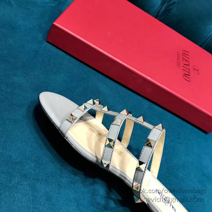 Valentino Garavani Rockstud Flat Sandal Light Blue V18602