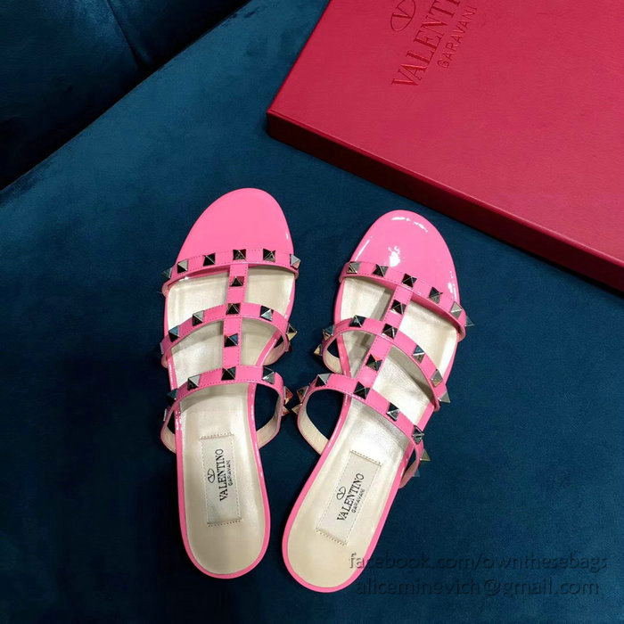 Valentino Garavani Rockstud Flat Sandal Pink V18602