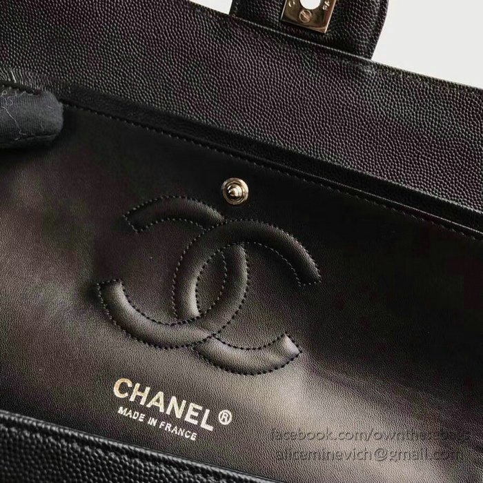 Classic Chanel Chevron Flap Shoulder Bag Black CF1112