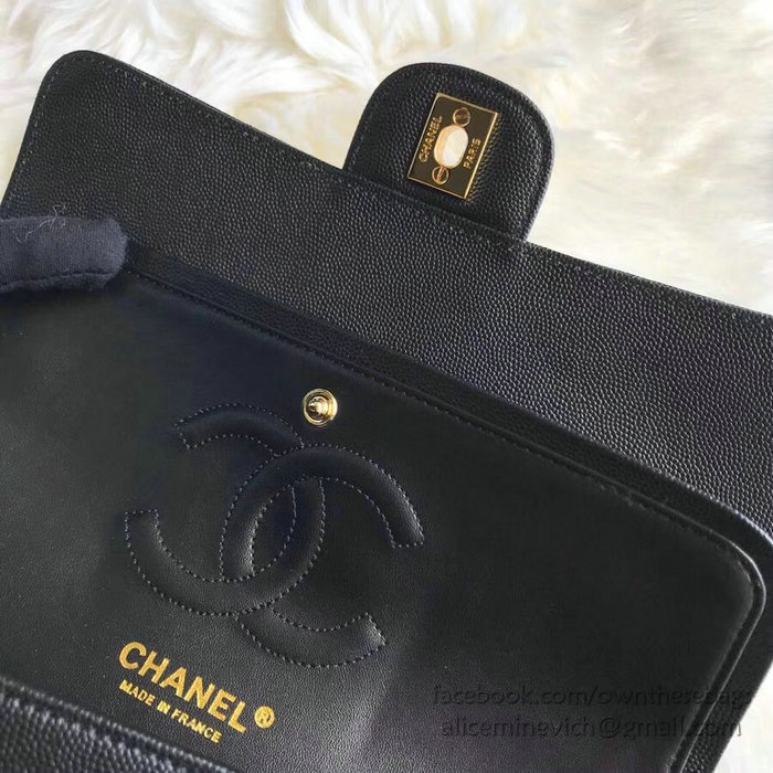 Classic Chanel Chevron Flap Shoulder Bag Black CF1112