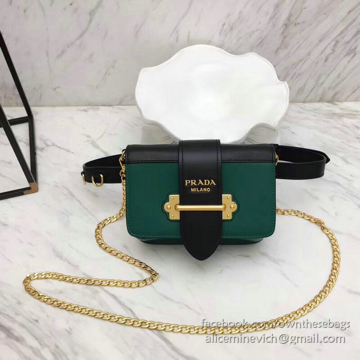 Prada Cahier Belt Bag Green and Black 1BL004