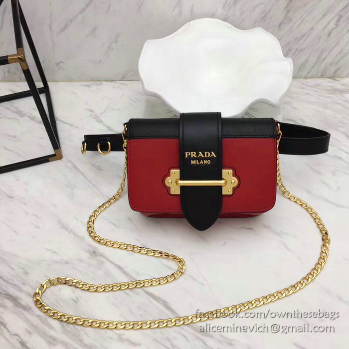 Prada Cahier Belt Bag Red and Black 1BL004