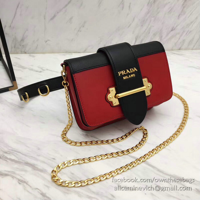 Prada Cahier Belt Bag Red and Black 1BL004