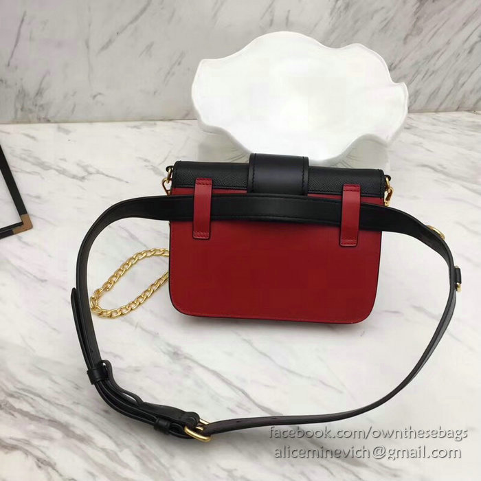 Prada Cahier Belt Bag Red and Black 1BL004