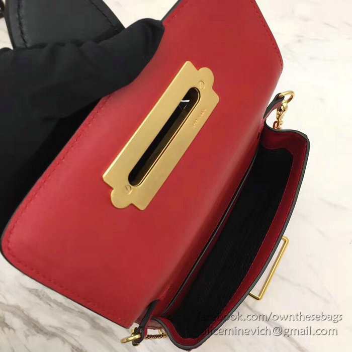 Prada Cahier Belt Bag Red and Black 1BL004