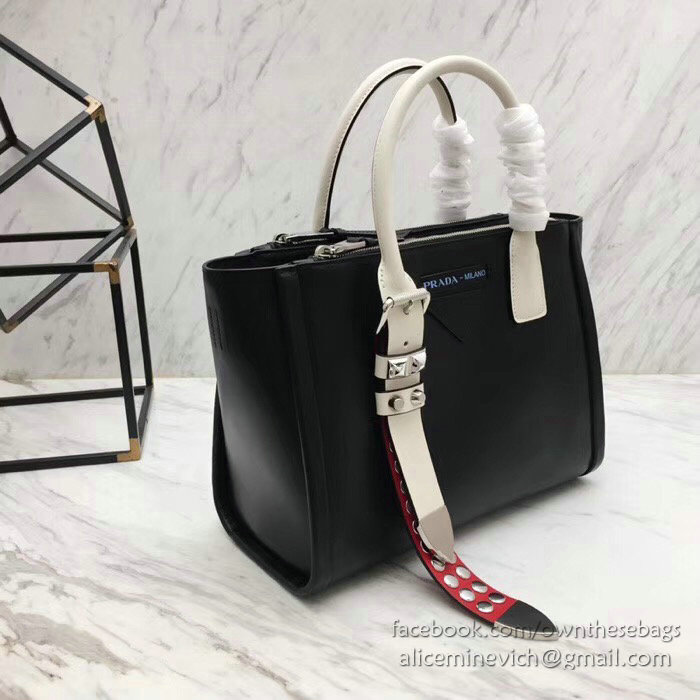 Prada Concept Leather Handbag Black 1BA175