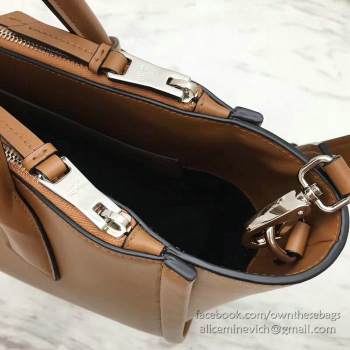 Prada Concept Leather Handbag Brown 1BA183