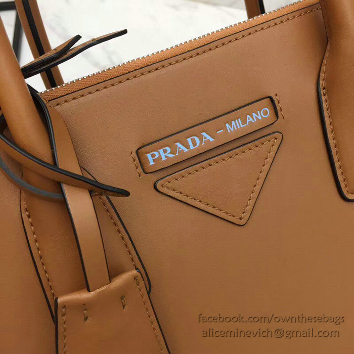 Prada Concept Leather Handbag Brown 1BA183